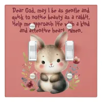 Rabbit Woodland Kids Christian Prayer on Pink | Light Switch Cover