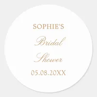 Golden Beige Script Bridal Shower Classic Round Sticker