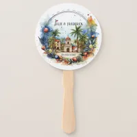 Watercolor Dominican Republic Destination Wedding Hand Fan