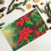 Festive Christmas Red Poinsettia Flowers Tissue Paper