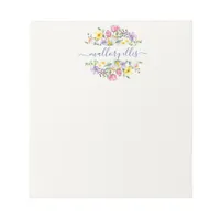 Whimsical Watercolor Wildflower Floral Border  Notepad