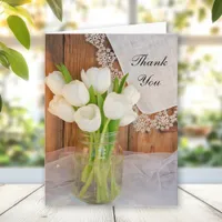 Mason Jar White Tulips Barn Wedding Thank You Note