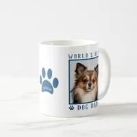 World's Best Dog Dad Blue Paw Print Name Pet Photo Coffee Mug
