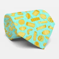 Pasta Shapes Patterned Blue Italian Chef Neck Tie