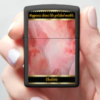 A gentle dance of soft pink marble textures zippo lighter