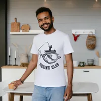Black and White Minimalistic Fishing Club T-Shirt