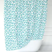 Turquoise and White Leopard Shower Curtain