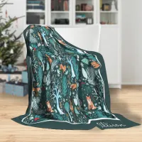 Winter Woodland Teal/Gold ID785 Fleece Blanket