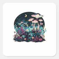 Cottagecore And Aesthetic Goblincore Mushroom Fair Square Sticker