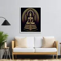 Calm gold Buddha in meditation,  Poster