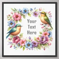 Love Birds in Spring Flowers Framed Art