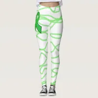 White and Lime Green Squiggly Lyme Leggings