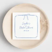 Elegant Blue Simple Classic Bow Bridal Shower Napkins