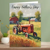 Red Tractor Vintage Rustic Farm Happy Father's Day Card