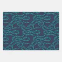 Dark Navy & Turquoise Green Snake Wrapping Paper Sheets