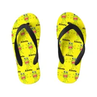 Cute Green Cartoon Monster Funny Fun for Kids Kid's Flip Flops