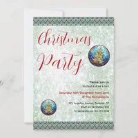 Fun Vibrant Stained Glass Christmas Tree Baubles Invitation