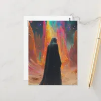 Colorful Surreal fantasy landscape and person Postcard