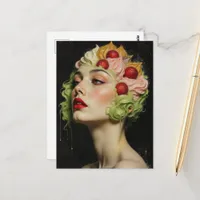 Ice Cream Sundae and Fruit Hair Postcard