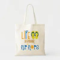 Colorful Life Is Better In Flip Flops Orange Blue Tote Bag