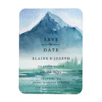 Rustic Watercolor Mountains Lake Save The Date Magnet