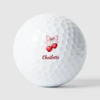 Cherry bow pink name golf balls