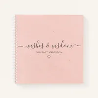 Wishes and Wisdom Pink Baby Shower Guestbook Notebook