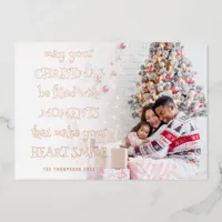 Cozy Christmas Quote Photo Overlay Foil Holiday Card