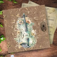 Monogram Initial Victorian Antique Book Violin 3 Ring Binder