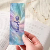 Pastel Swirl Galaxy Sparkle Personalized Bookmarks