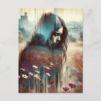 A sad Woman Postcard