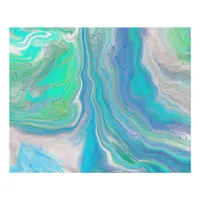 Sea Glass Blue and Green Marble Fluid Art    Faux Canvas Print