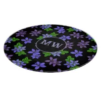 Jamaican Purple Flowers Patterned Monogram Cutting Board