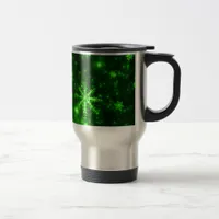 Snowflakes with Green Background Travel Mug