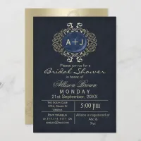 Navy Gold bridal shower Invitation