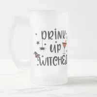 Drink Up Witches Halloween Frosted Glass Beer Mug