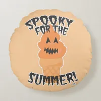   Spooky Summer Fun Summerween Cartoon Cone Round Pillow