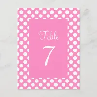 Pink and White Polka Dot Table Number Postcard