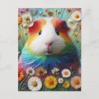 Rainbow Guinea Pig in the Meadow Postcard