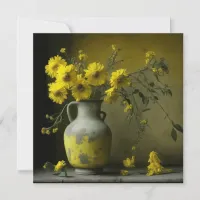 Antique Vase of Yellow Flowers