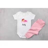 Baby Girl On Pink Clouds  Baby Bodysuit