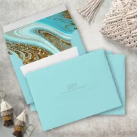 Abstract Glitter Strata Wedding Blue1 ID903 Envelope