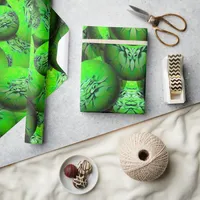 Neon green planets - pattern in 3D optics  Wrapping Paper