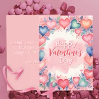 Romantic Valentine's Day Watercolor Hearts Card