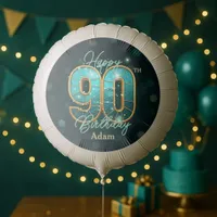 Dazzling Stylish Chic Teal Gold 90th Birthday Balloon