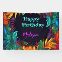 Birthday | Bold Neon Tropical Foliage 4 Banner