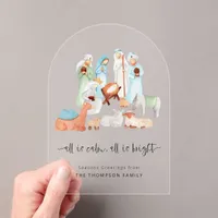 All is Calm Nativity Scene Christmas Acrylic Card Acrylic Invitations