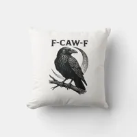 Funny F-Caw-F Crow Retro Graphic Throw Pillow