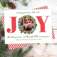 JOY Greenery Watercolor Christmas Photo Card