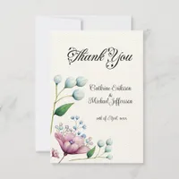 Elegant Floral Wedding Soft Botanical Romance Thank You Card